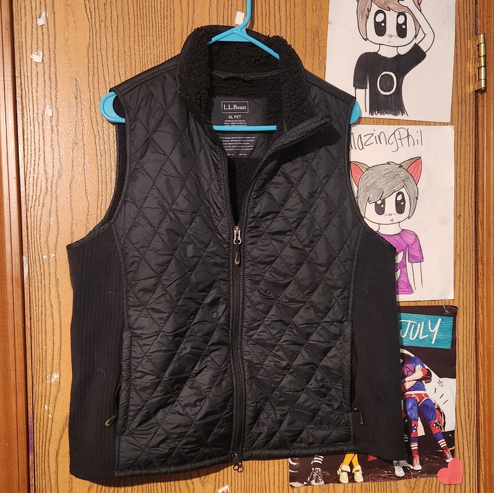 L.L. Bean Black Quilted Fleece Vest